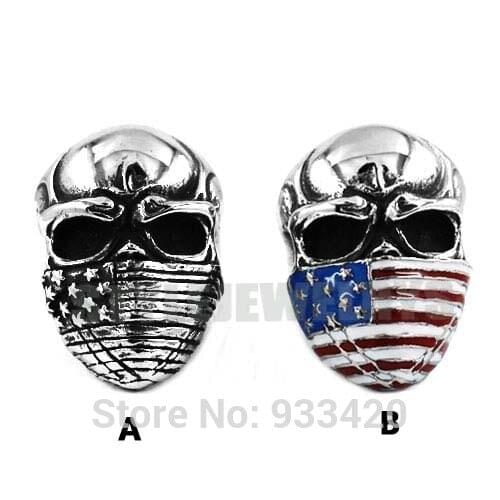 American Flag Infidel Skull Ring Colorful Rings Stainless Steel Jewelry Vintage Motor Biker Men Ring Wholesale SWR0368B