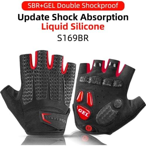 ROCKBROS +FREEBIES Cycling Gloves Half Finger Shockproof Wear Resistant Breathable MTB Road Bicycle Gloves Men Women Sports