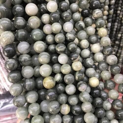 Natural Green Grass Moss Stone Beads Round Loose 15" Semi Preicous Strand 4 6 8 10 12MM Beads for Jewelry Making DIY Bracelets