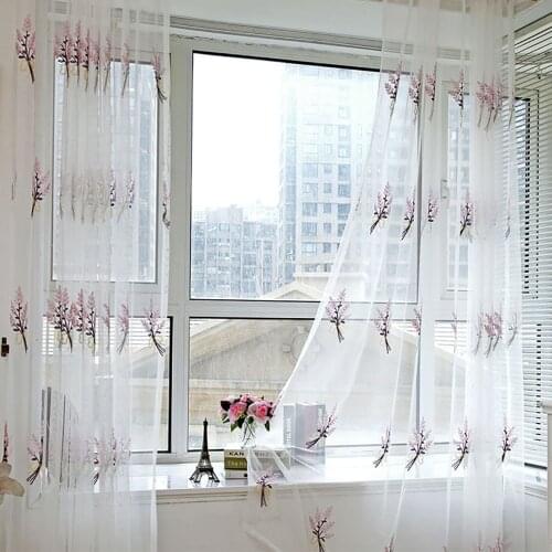 Small bunch of flower curtains for Living room Fabric Modern Simple Veil Bedroom Window Treatment 1PC Panel Fabric Home Decor