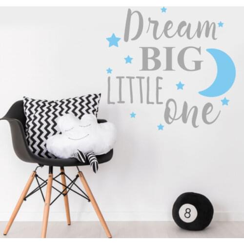Dream Big Little One Quote Wall Decal Baby Girl Nursery Bedroom Text Wall Sticker E-co Friendly Vinyl Wallpaper DIY Decals LA726