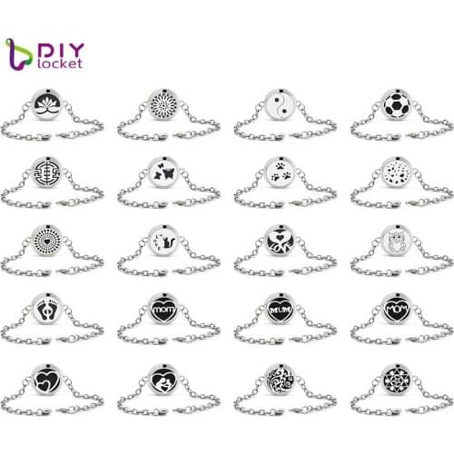 Stainless Steel Perfume Locket Bangle Aromatherapy Oil Diffuser Locket Bracelet Magnetic Women Jewelry Free Pads AD121-140-Z02