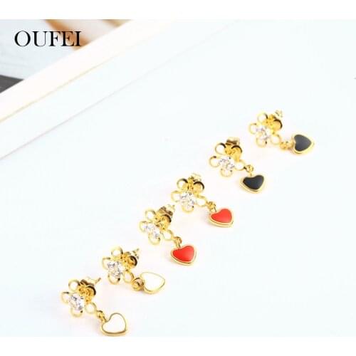 OUFEI Stainless Steel Jewelry Woman Vogue 2019 Charm Heart Stud Earrings For Women Jewelry Accessories wholesale lots bulk