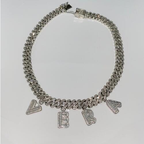 Noelia Custom Alphabet Letter Necklace Diamond Cuban Link Chain Custom Personalized Initial Name Pendant Jewelry for Gift