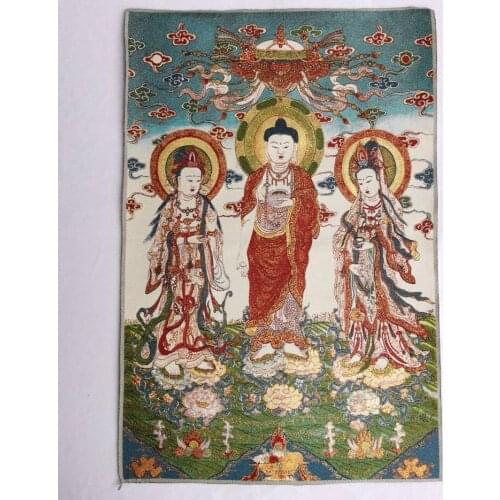 Archaize Three Saints Buddha embroidery Hanging Images crafts