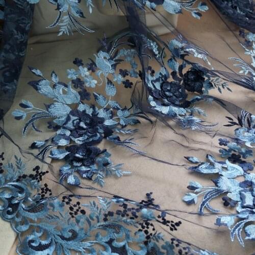 Lux 3D Pearls Beaded floral fabric Exquisite flower appliques fabric for Evening Dress, Wedding Dress, Dance Prom, Gown, by yard