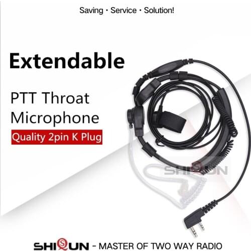 Extendable PTT Throat Microphone Mic Earpiece Headset for Baofeng Radio UV-5R UV-82 BF-888S Quansheng TG-UV2 Throat Headphone