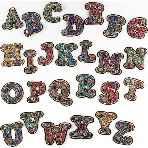 High-end Decals Sparkly Crystals English Alphabet Word Luxury Handmade Sew on Patch Clothing Diy Accessories for Women