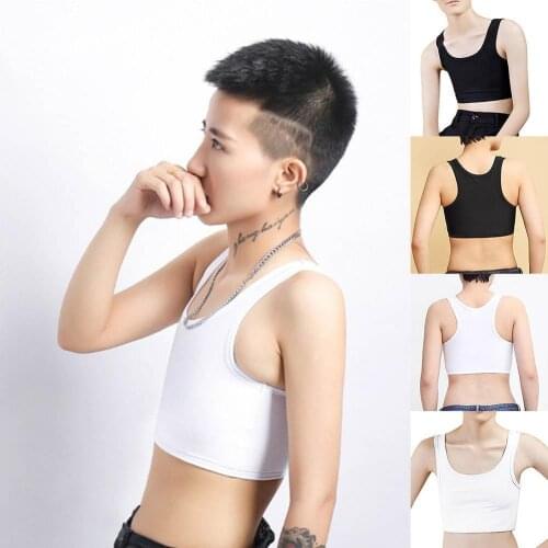 Women Les Lesbian Tomboy Slim Short Vest Chest Binder Corset Lingerie Tops Bralette Plus Size