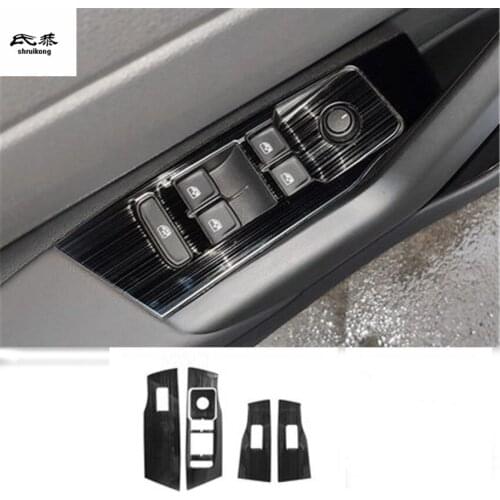 1lot stainless steel car window lift panel decoration cover for 2017-2019 Volkswagen VW POLO AW1 BZ1 car accessories