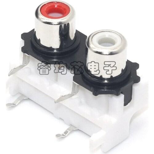 20PCS/Lot RCA Female Socket/Jack Connector Red/white 2-Ports 90 Degrees For AV/Audio/Signal