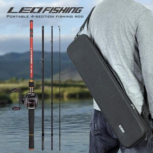 4-Piece Spinning / Casting Fishing Rod and Reel Combo 2.1M Carbon Fiber Fishing Pole with Reel Lures Jig Hooks and Carry Case
