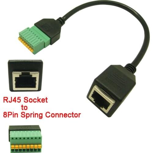 5pcs High quality Ethernet RJ45 Female Plug to AV 8 Pin Screw Terminal Adapter Block Converter RJ45 to terminal block adapter