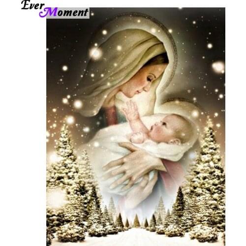 5D Diamond Embroidery Madonna And Child Cross Stitch Crystal Square Diamond Sets Decorative Diy Diamond Painting ASF312