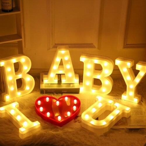 Alphabet Custom Luminous 26 Letter 0-9 Digital Baby Shower Boy Girl Wedding 1st Birthday Party Decoration Kids BabyShower