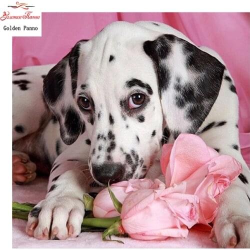 Diamond Painting Full Square 5D Diy Daimond Embroidery Diamant Mosaic Sale Displasy Broderie Diamant Lovely Dog and Flower 12