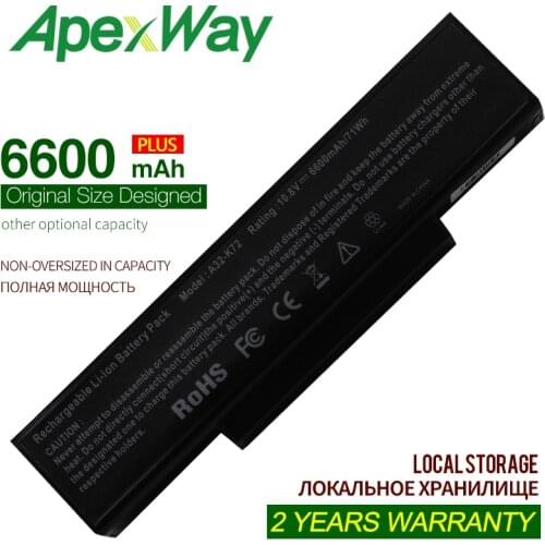 ApexWay 6600mAhL 11.1V A32-N71 A32-K72 Laptop Battery For Asus K72 K72F K72D K72DR K73 K73SV K73S K73E N73SV X72 X73 N71