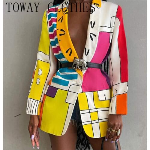 Turn-down Collar All Over Print Shawl Collar Single Button Blazer Casual Elegant Abstract Graphic Work Coat