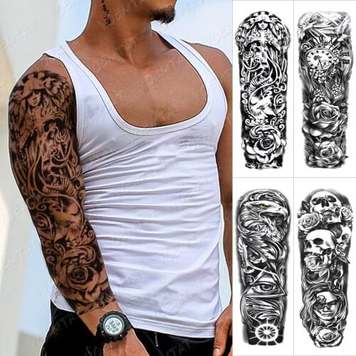 Large Arm Sleeve Tattoo Pray Angel Cross Waterproof Temporary Tatto Sticker Peace Dove Rose Body Art Full Fake Tatoo Women Men