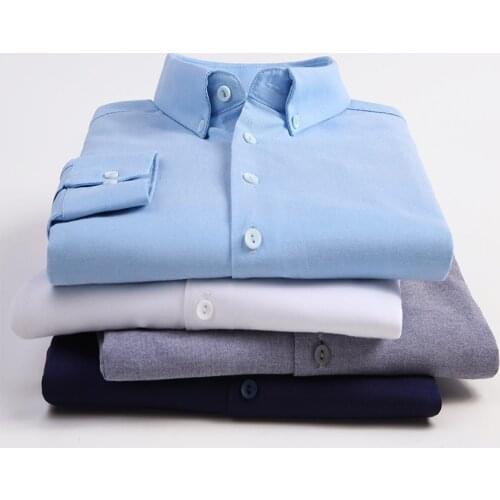 BROWON Spring Autumn 2021 100% Cotton Shirts Men Dress Shirts Long Sleeve White Button Up Shirt Turn Down Collar Business