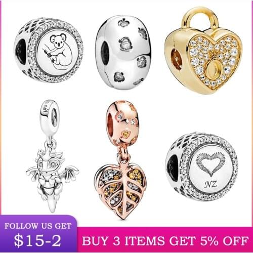 Hot Sale 100% Real Sterling Silver 8 Style Crown Dragon Koala Beads Fit Original Bracelet DIY Jewelry Making Dropshipping