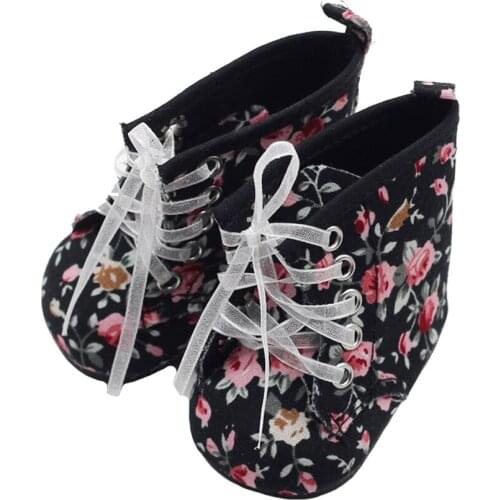 Black Printing Boot Fit For 43cm baby Doll American Doll Shoes Accessories toy