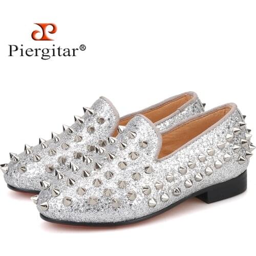 Piergitar 2019 new style children spikes loafers parental shoe same men loafers design handmade party and wedding kid shoes