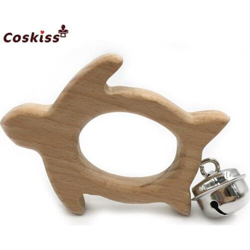 Baby Teether Bells Beech Wooden Turtles Natural Handmade Wooden Teether DIY Eco-Friendly Safe Newborns Enlightenment Toys