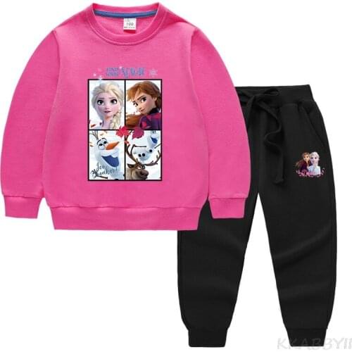 Disney Frozen Girls Clothing Sets Fashion T-shirt+Pants Suit 2pcs Outfits Kids Sport Suit For Children Clothes Set