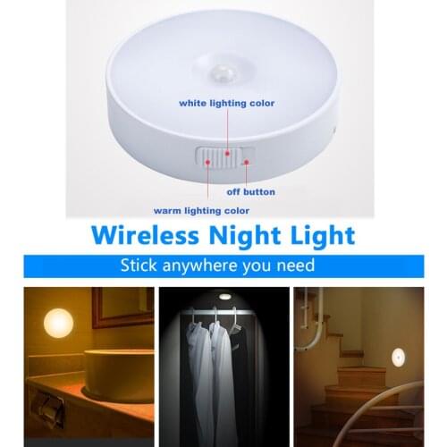 1-6pcs 6 white+6 warm white leds Night Light Smart Motion Sensor LED Lamp usb Operated Bedside Lamp For Room Cabinet/ Wardrobe