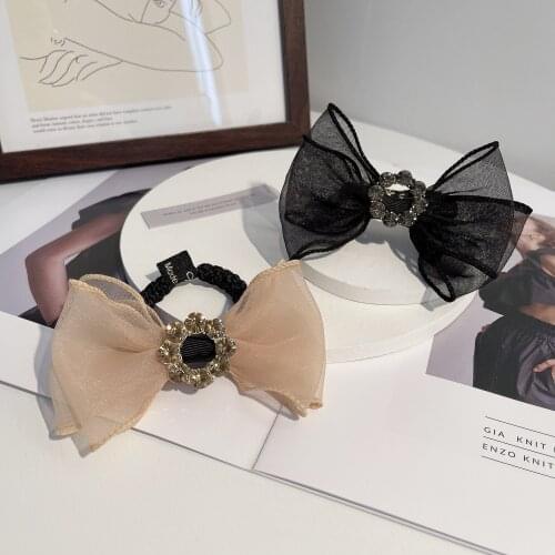 Elegant Yarn Bow Elastic Hair Bands for Women Fashion Head Band Ponytail Hair Tie Female Korean Casual Women Hair Accessories