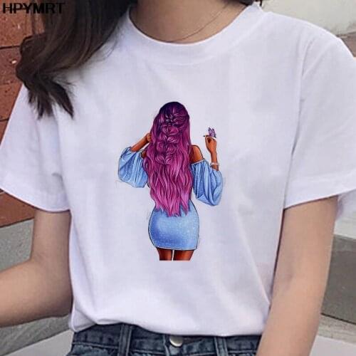 Harajuku T-Shirt Beautiful girl Print T Shirt Women Short Sleeve Leisure Top Tee Casual Ladies Female TShirts Plus Size Clothing
