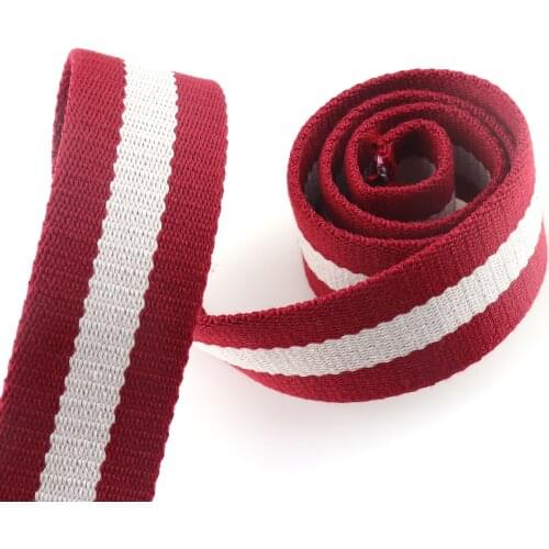 Cotton Webbing 38mm Red Stripes Straps Webbing Canvas Belt Webbing Leash Webbing Dog collar Bag Strap