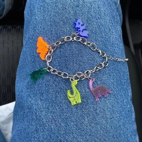 Personality Silver Chain Creative Resin Dinosaur Bracelet Fashion Jewelry Simple Jewellery For Women