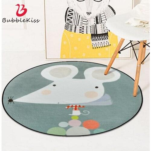 Bubble Kiss Round Rug Home Carpet For Living Room Cartoon Animals Modern Carpet Bedroom Decor Soft Rug For Kids Room Decor Rugs