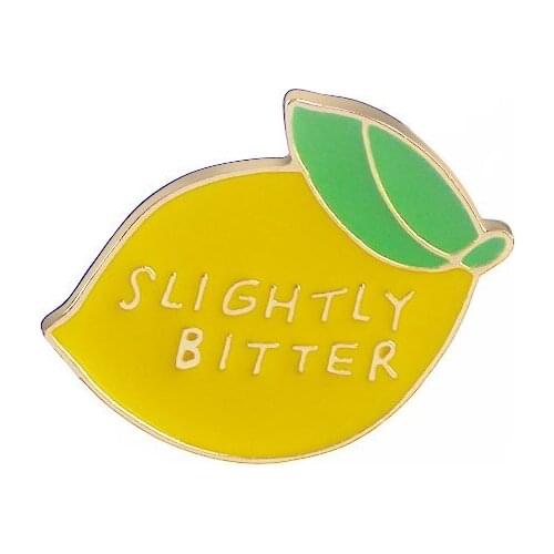 Cool Summer Yellow Lemon Brooch Slice Fruit Trendy Food Yellow Enamel Lapel Pin
