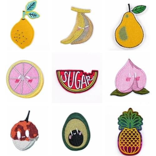 Summer Fruit Cloth Stickers Embroidery Patch Watermelon Pineapple Banana Peach Diy Childrens Embroidered Patches For Clothing