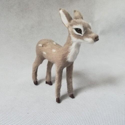 Mini 10x8cm real life toy gray deer hard model furs sika deer craft prop, home decoration gift h1355