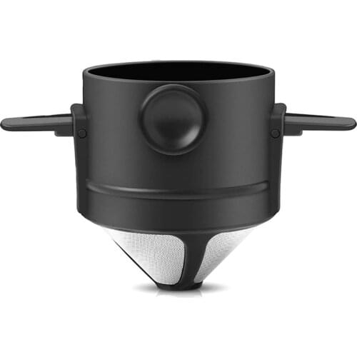 Reusable Pour over Coffee Maker, Stainless Steel Cone Coffee Dripper Filter 1-2 Cup, Paperless with Collapsible Holders