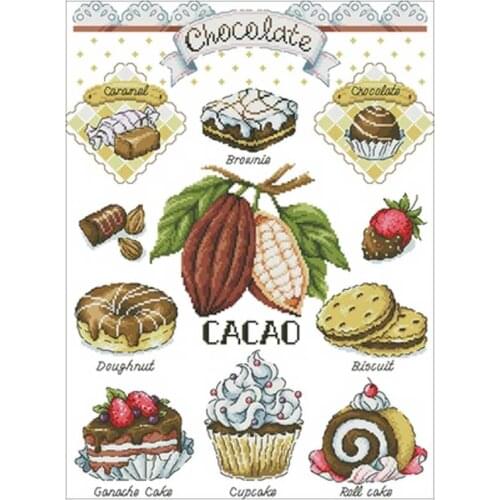 Chocolate cake pattern Counted Cross Stitch 11CT 14CT 18CT DIY Chinese Cross Stitch Kits Embroidery Needlework Sets