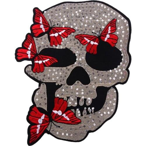 New Skull Roses Butterfly Snake Patch DIY Patches For Clothing Sew-on Embroidered Motif Applique Military Punk