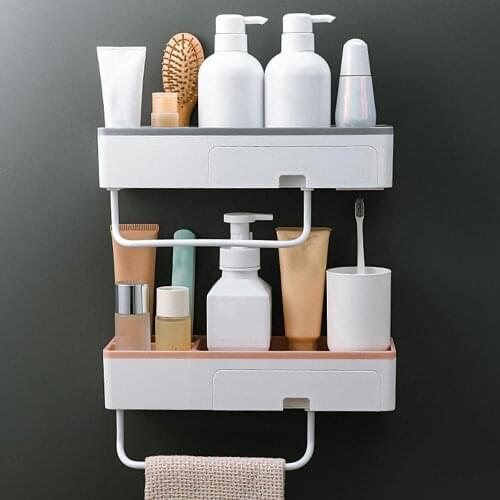 Wall-mounted Bathroom Shelves Storage Baskets with Tower Rack Shower Accessories