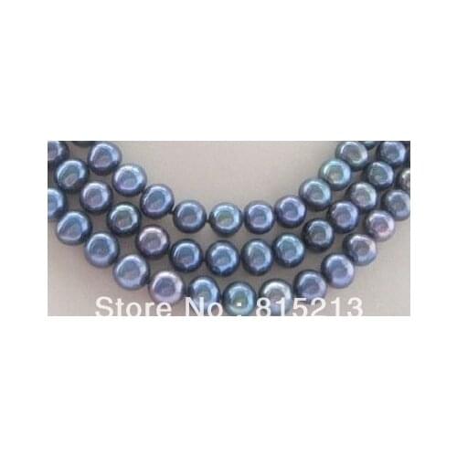 Natural AAA 10-11mm tahitian peacock blue pearl necklace 17"18"