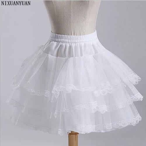 Cheap Crinoline White Petticoat Children A-Line Girls Dress Petticoat 3 Layers Child Underskirt Short Petticoats Wedding Skirt