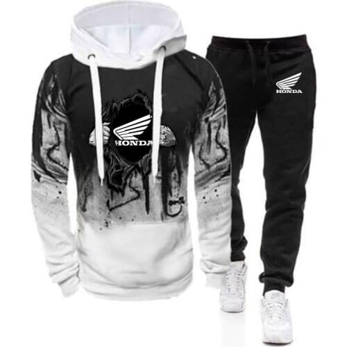 2021 New Men Spring Hoodies Honda Printing Sweatpants Male Comfortable Cotton Trousers Sport Suit Fashion Set clothes