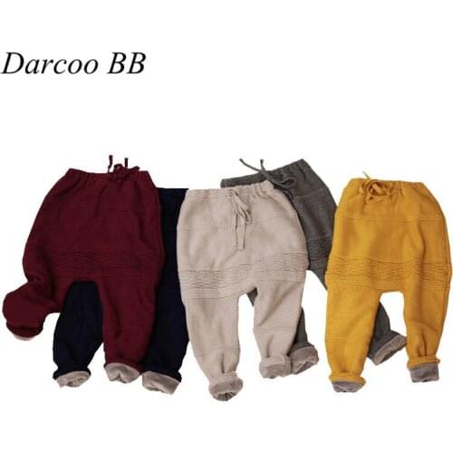 1-5 Years Baby New Winter Boys Girls Harem Pants Kids Toddlers Thick Warm Fleece Pants Childrens Outwear Clothing