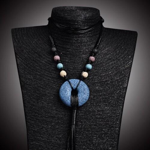 Natural Volcanic Stone Water Droplets Wrapped Around Peace Buckle Pendant Volcanic Rock Necklace Used for Sweater Chain Necklace