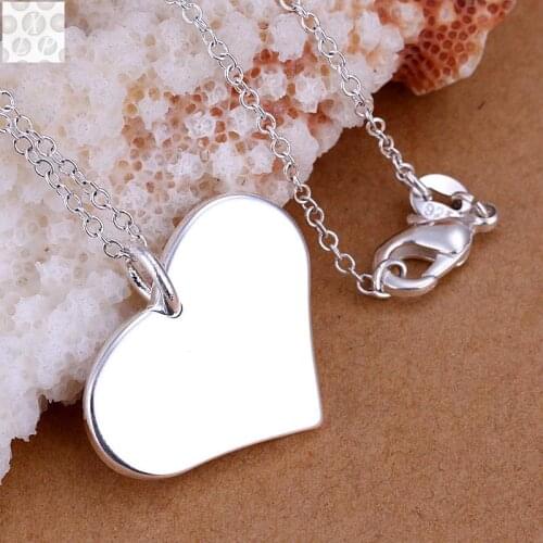 P143 Factory price high quality jewelry N925 Silver color heart card simple heart-shaped Silver color pendants