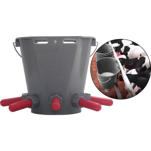 8L Portable Lamb Milk Bottle Farm Animal Calf Feed Bucket with Nipples