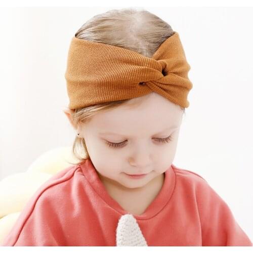 Solid Color Girls Headband New Turban Twisted Knotted Knitted Elastic Hair Band Hair Accessories Baby Girl Headband Kid Haarband